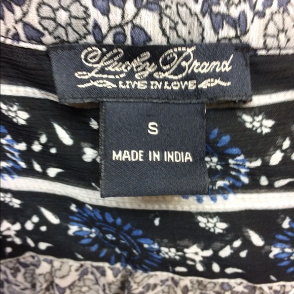 Lucky Brand Women Chiffon Blouse Floral Print Small Blue Gray 3/4 Length Sleeve - Picture 4 of 10